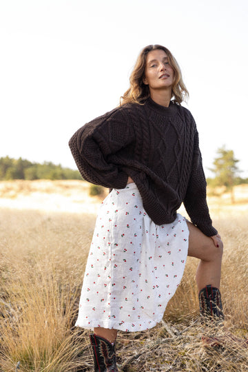 Nonna Cable-Knit 100% Merino Sweater