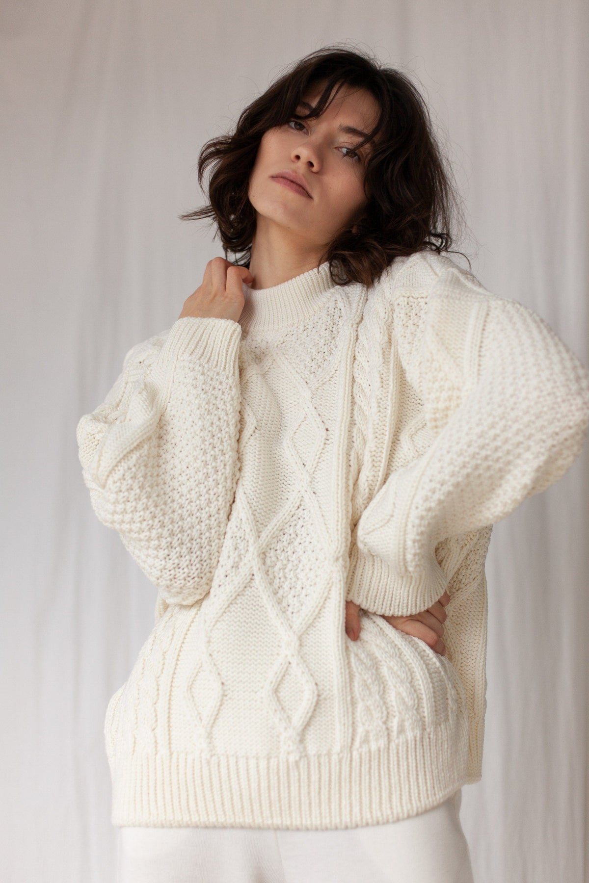 Nonna Cable-Knit 100% Merino Sweater