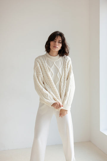 Nonna Cable-Knit 100% Merino Sweater