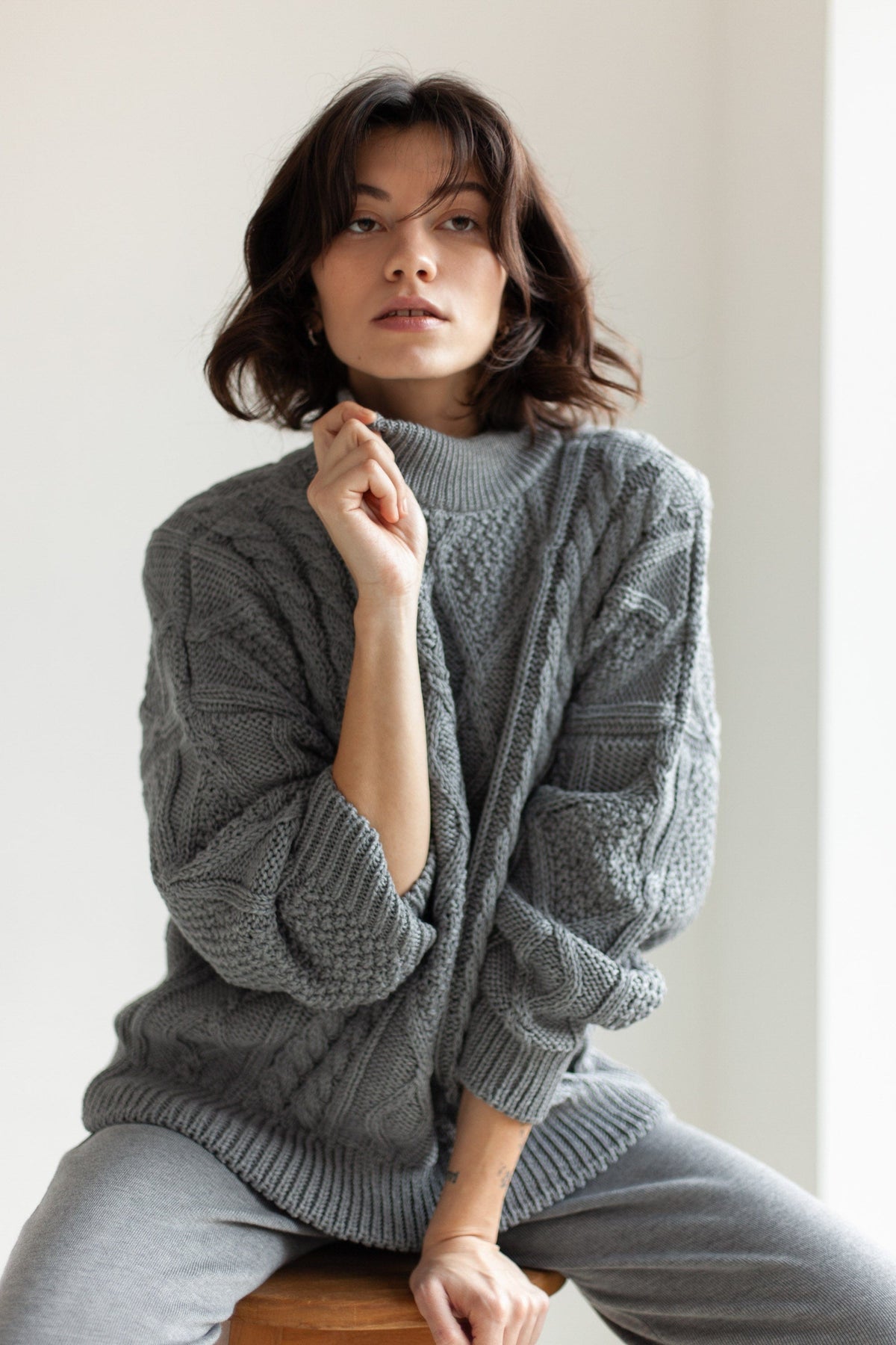 Nonna Cable-Knit 100% Merino Sweater