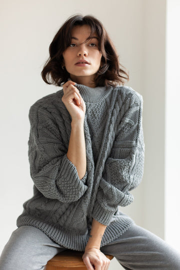 Nonna Cable-Knit 100% Merino Sweater