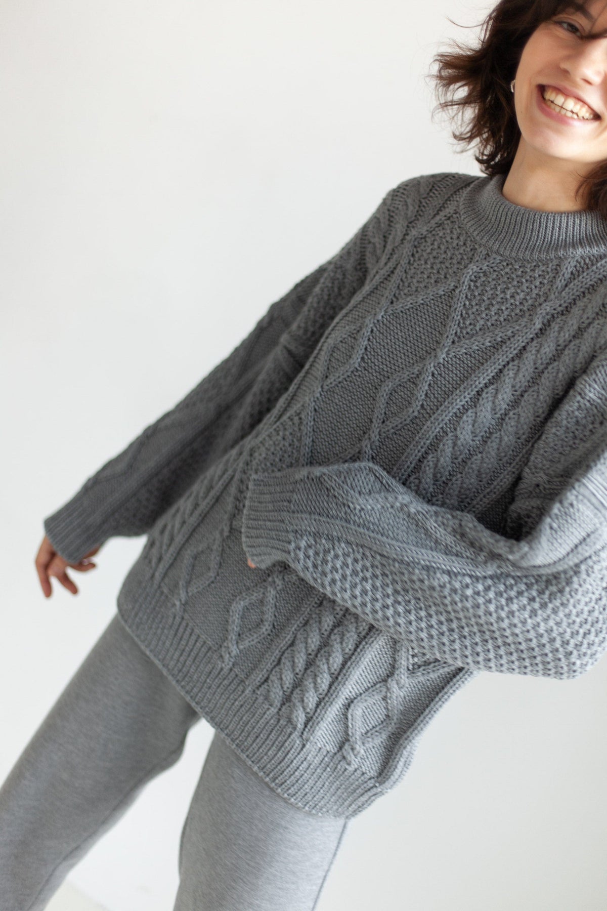 Nonna Cable-Knit 100% Merino Sweater