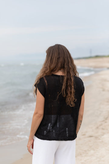 Terra Distressed Linen Top