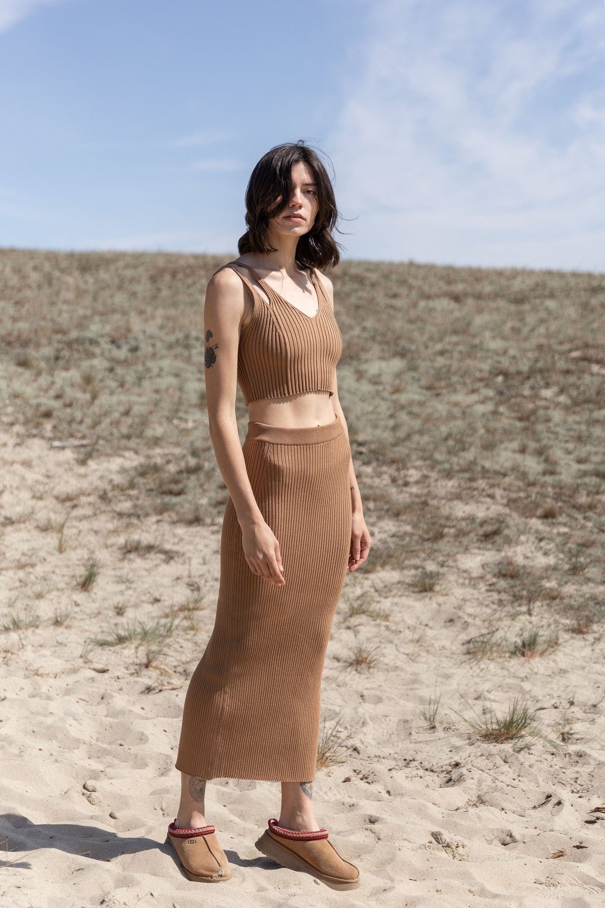 Madonna Ribbed-Knit Midi Skirt