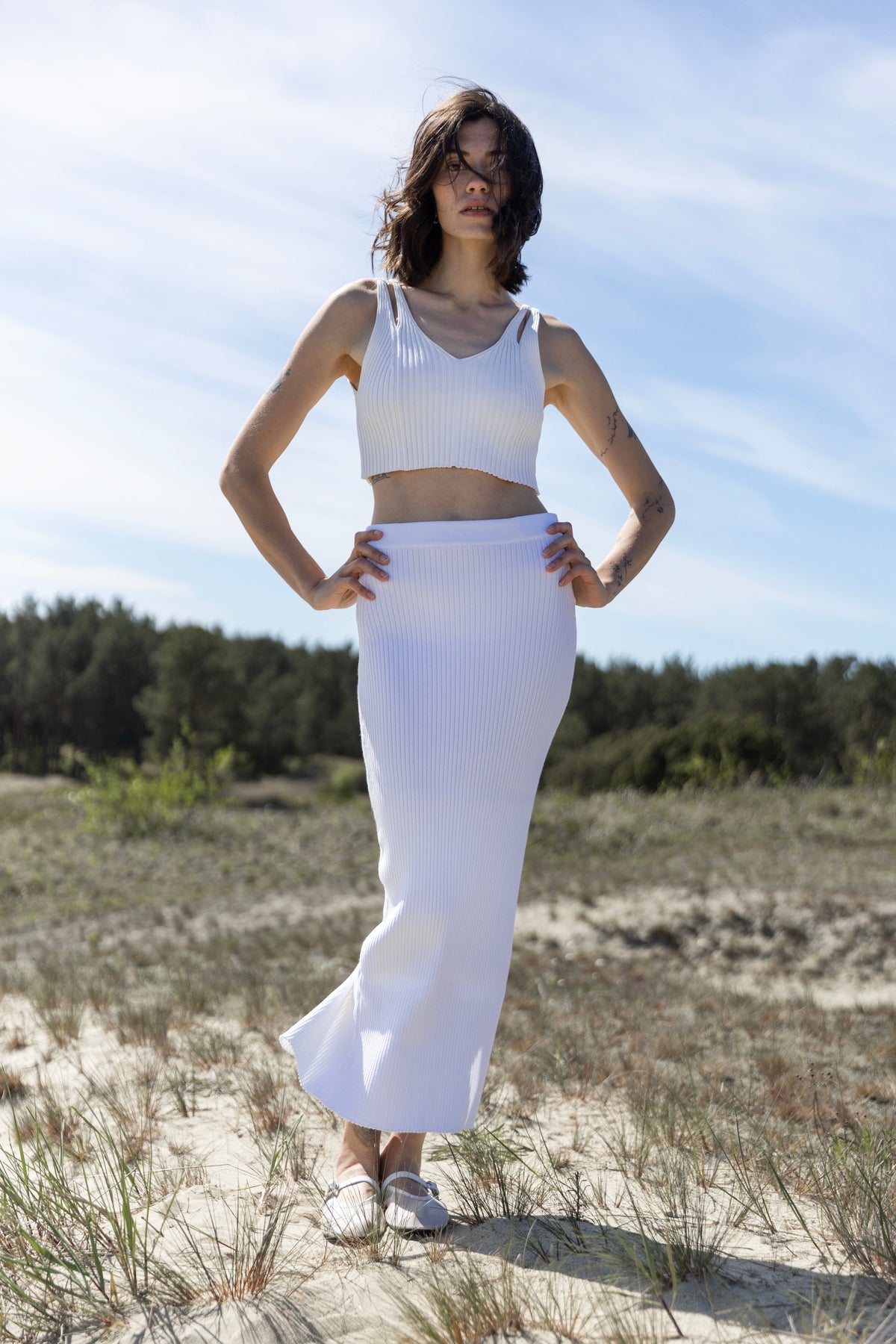 Madonna Ribbed-Knit Midi Skirt