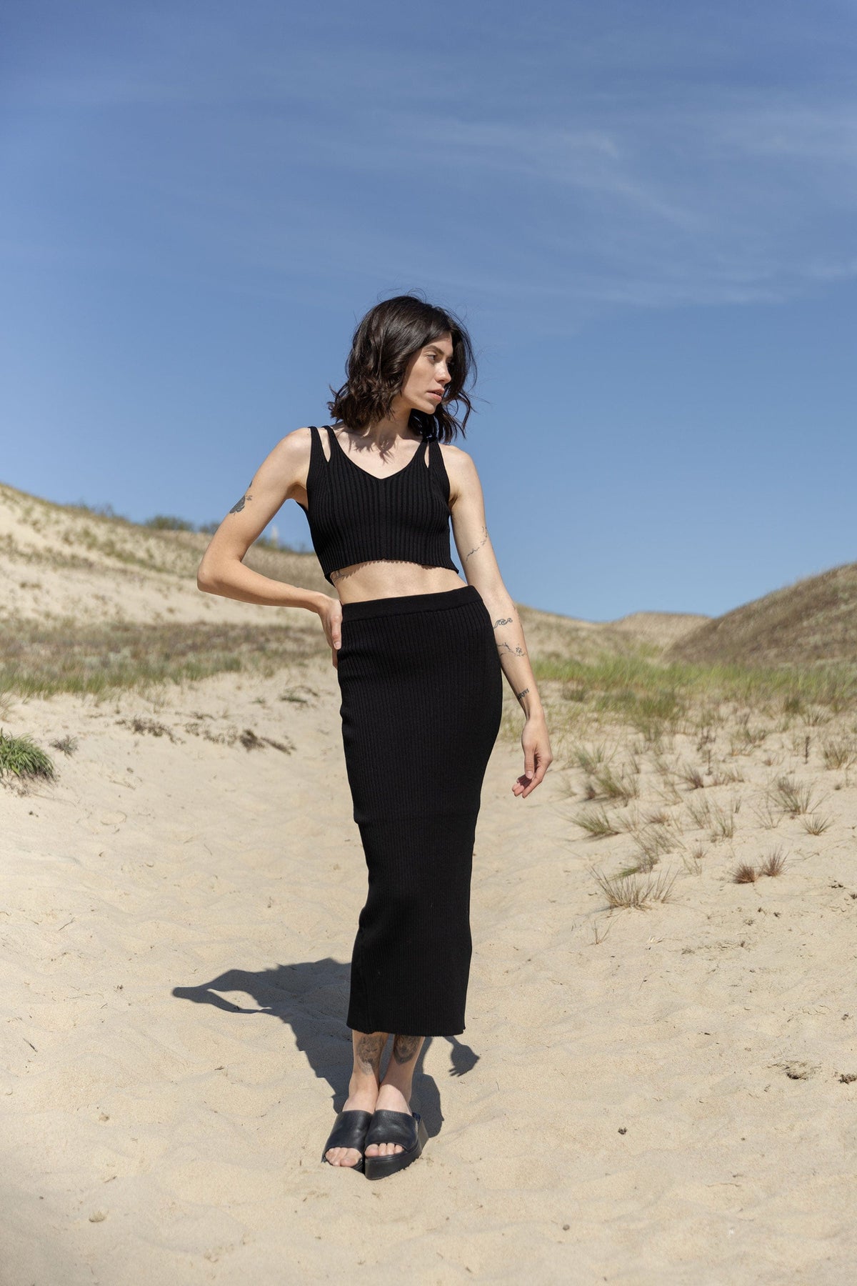 Madonna Ribbed-Knit Midi Skirt