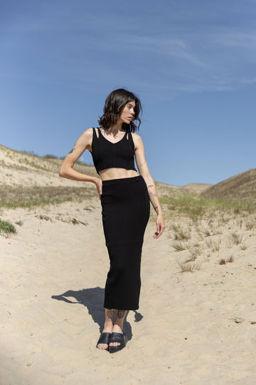 Madonna Ribbed-Knit Midi Skirt