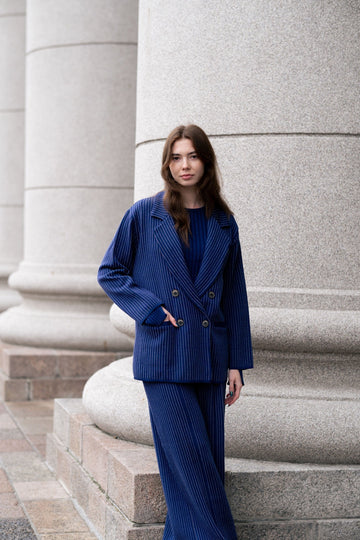 Forza Pinstripe Knitted 100% Merino Blazer