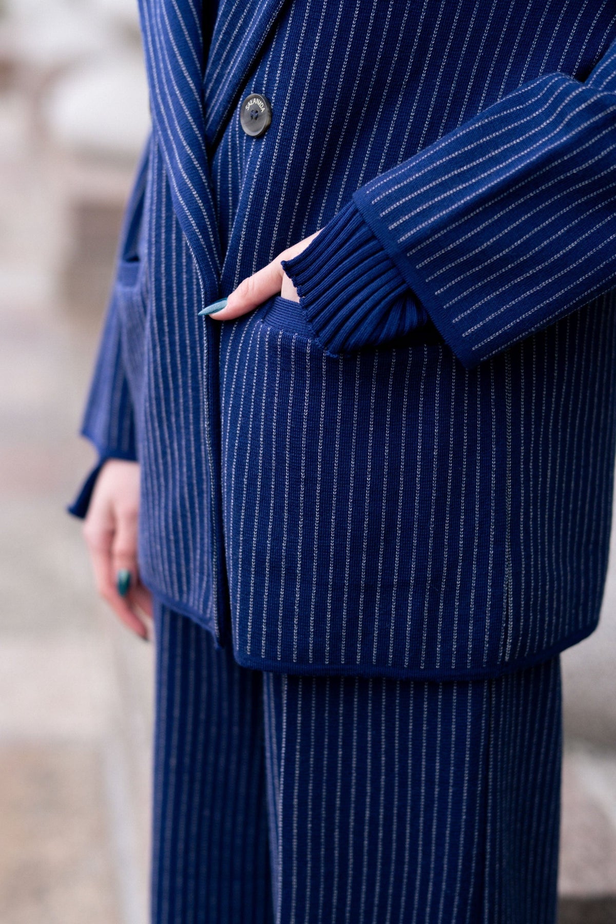 Forza Pinstripe Knitted 100% Merino Blazer