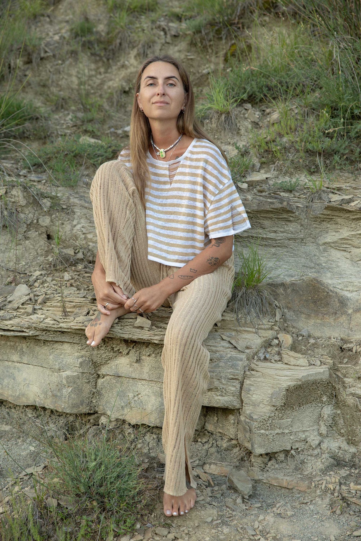 Energia 100% Linen Crop Top