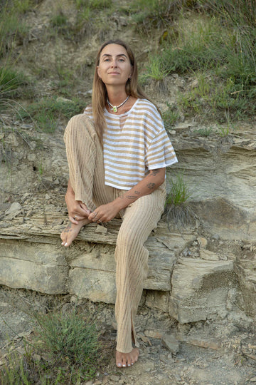 Energia 100% Linen Crop Top