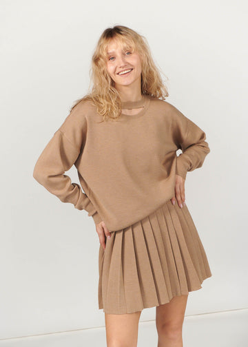 Piccolo Pleated 100% Merino Mini Skirt