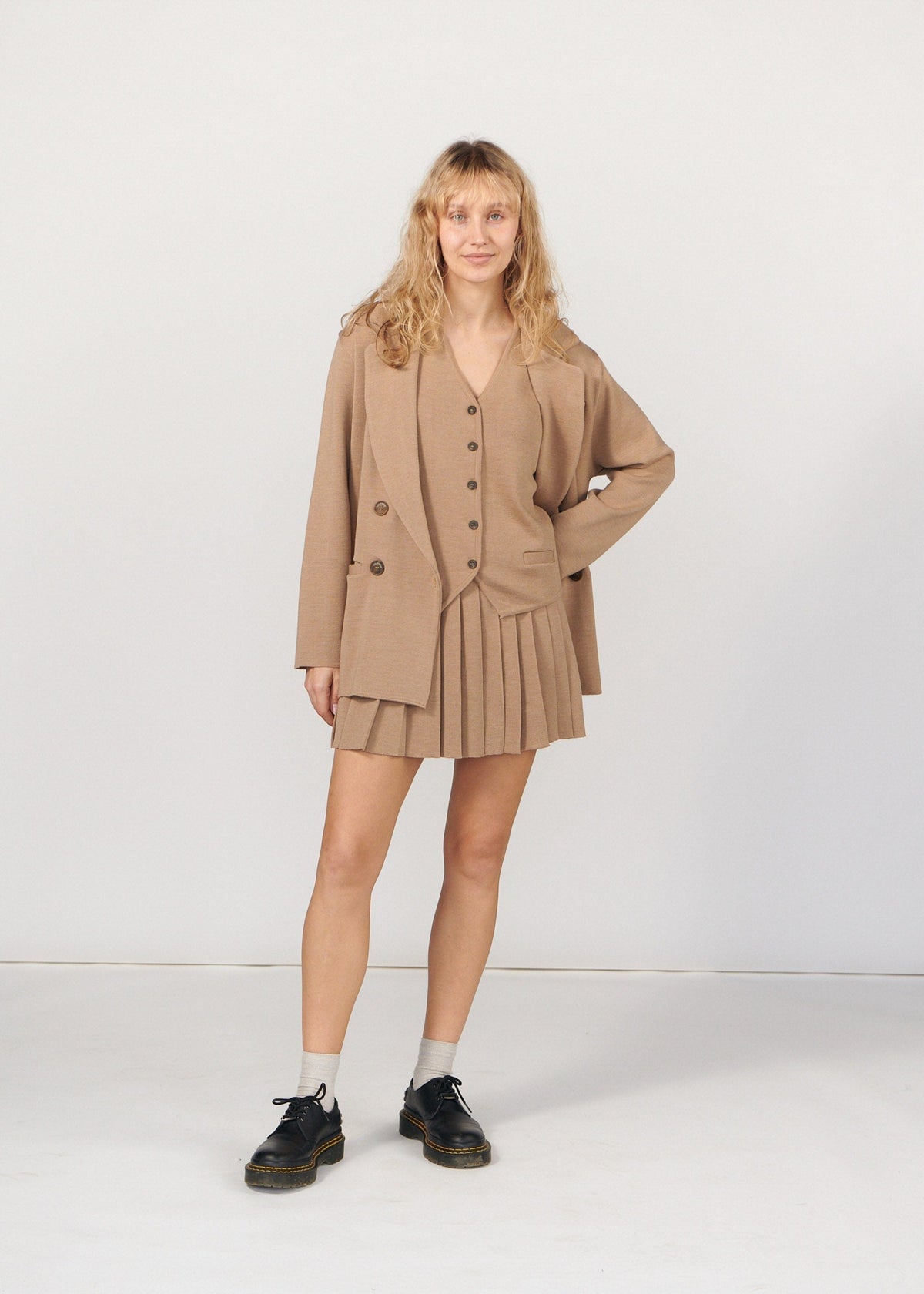 Piccolo Pleated 100% Merino Mini Skirt