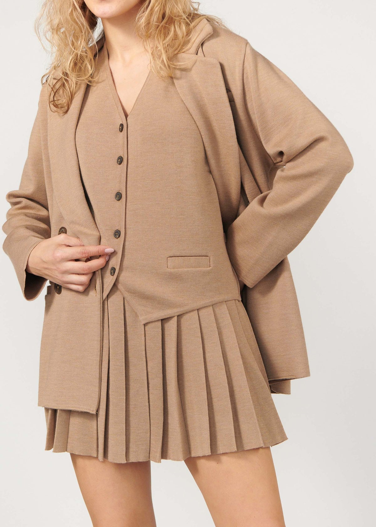 Piccolo Pleated 100% Merino Mini Skirt