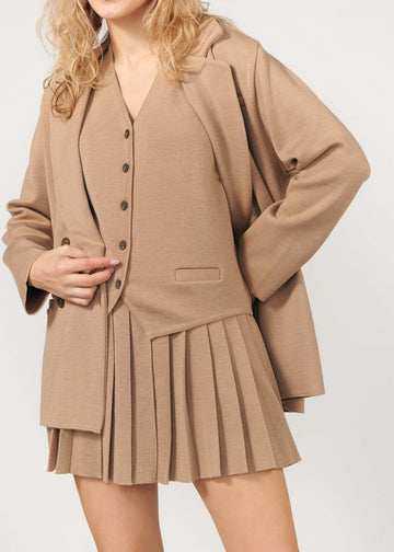 Piccolo Pleated 100% Merino Mini Skirt