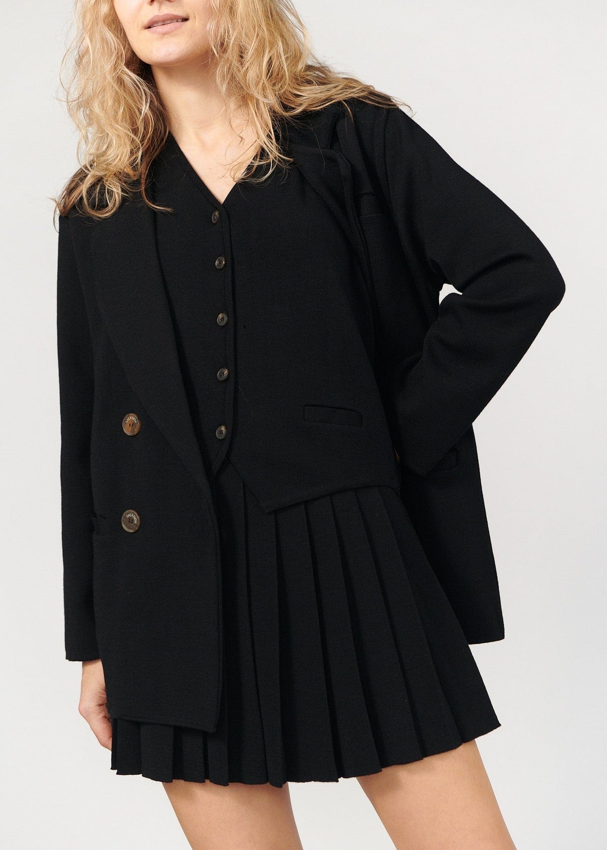 Piccolo Pleated 100% Merino Mini Skirt