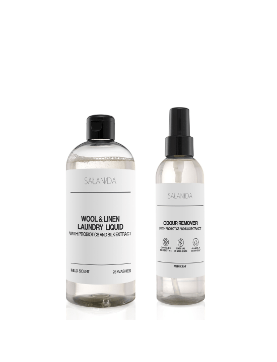 Wool & linen laundry bundle with probiotics and silk extract