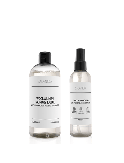 Wool & linen laundry bundle with probiotics and silk extract